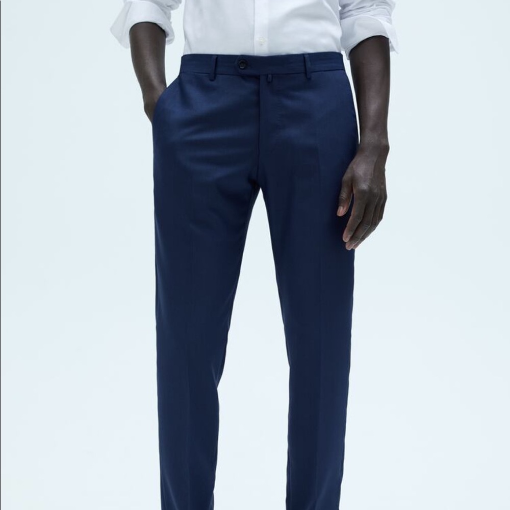 Zara Textured Blue Suit Pant